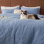 Bedsure Quilts Queen Size - Ultra Soft Pre-Washed Cloud-Like Bedding, All-Season Lightweight Comforter for Country Bedroom, Leaf Design Coverlet in Mineral Blue, 90 x 96 Inches | Stitch-Free Quilting, Ultra Soft, Lightweight, Machine Washable, Pet-Frie...