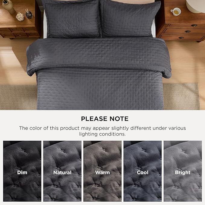Bedsure Twin Quilt - Ultra Soft Twin XL Quilt Bedding for Dorm Decor, Lightweight All-Season Comforter, Charcoal Bedspread Coverlet with Clover Pattern, 68 x 86 Inches | Stitch-Free Quilting, Ultra Soft, Lightweight, Machine Washable, Pet-Friendly