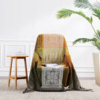 Boho Throw Blanket, Bohemian Tassels Throw Blankets for Bed Couch Soft Chair， Chenille Fringe Tassels (New Green, Large 86 * 102Inches)