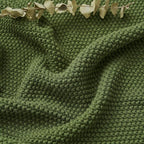 Longhui bedding Olive Green Cotton Cable Knit Throw Blanket for Couch Sofa Bed, Home Decorative Lightweight Knitted Blankets with Bonus Laundering Bag, 60“ x 80”, Machine Washable