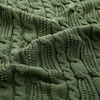 Aormenzy Cable Knit Throw Blankets 50 x 60 Inches, Soft Cozy and Lightweight Knitted Blanket, Machine Washable Acrylic Blanket, Decorative Throw Blanket for Couch Sofa Bed, Forest Green