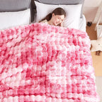 60x80 Inches Ultra-Soft Fuzzy Faux Fur Plush Twin Size Blanket - Thick, Warm Sherpa for Couch, Sofa, Bedroom, Camping - Decorative Blanket for Cozy Warmth, Bubble Pink Tie Dye