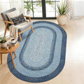 5x8 Oval Living Room Area Rug Washable Modern Border Bedroom Bedside Area Rugs Non Slip Low Pile Dining Room Oval Throw Carpet Contemporary Rugs for Living Room Kitchen Nursery, Blue