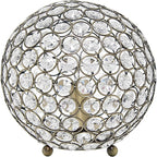 Elegant Designs LT1026-ABS 8" Elipse Crystal Collection Metal Crystal Ball Sequin Table Desk Lamp for Accent Lighting, Décor, Living Room, Antique Brass