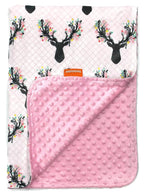 Dear Baby Gear - Reversible Baby Blankets - Soft Nursery Blanket for Newborn - Toddler Blankey - Throw Blanket for Boys & Girls - Infant Blankets - 40x30 (Girl Antler Flowers - Pink Dot)