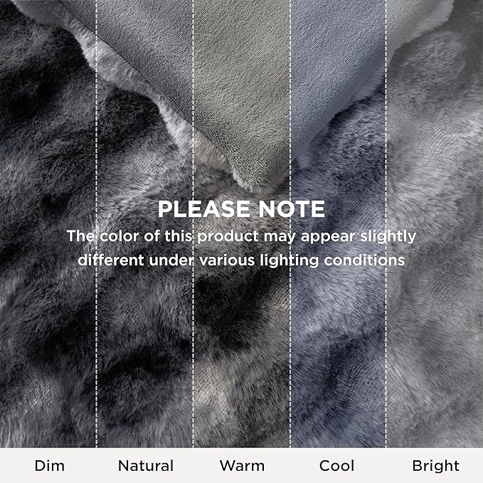 Bedsure GentleSoft Fluffy Fuzzy Tie-dye Dark Grey Throw Blanket for Men, Soft Cozy Minky Fleece Faux Fur Blanket for Couch, Mens Room Decor Charcoal Gray Bed Cover, Thick Warm Plush Gifts