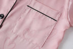 Vozanet Women's Short Sleeve Satin Pajama Sets Silky Ladies Button Down Loungewear Plus Size Nighty Shorts Sets XL to 5XL