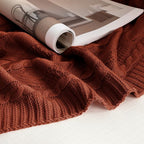Aormenzy Red Brown Knit Throw Blankets Oversized Cable Knit Decorative Throw Blanket Soft Cozy Knitted Blanket for Sofa Couch Bed, 60" x 80"