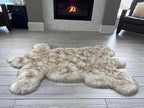 LAMBZY Bear Skin Rug Super Soft Fluffy Faux Fur for Bedroom Floor Sofa Living Room High-Density Plush Shaggy Carpet Sofa Cover Bedside Sheepskin Rug (2'x3', White/Brown)