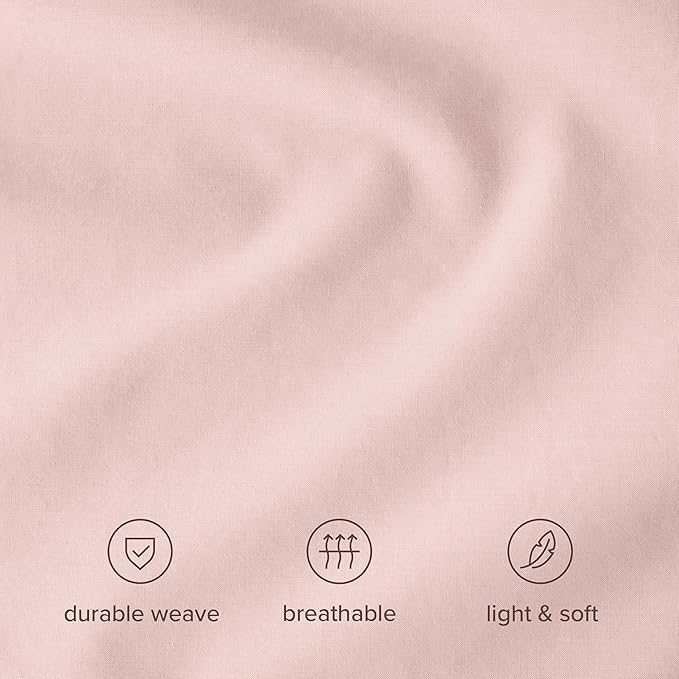 Bare Home 100% Organic Cotton King Duvet Cover Set - Crisp Percale Weave - Lightweight & Breathable - Cooling Duvet Cover Set (King, Dusty Pink)