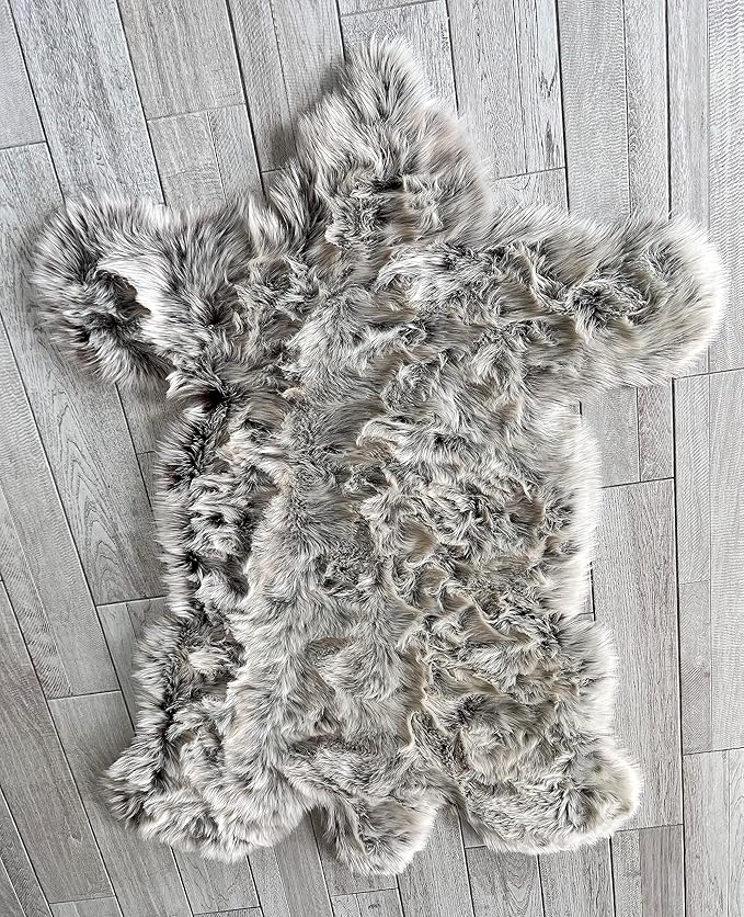 LAMBZY Bear Skin Rug Super Soft Fluffy Faux Fur for Bedroom Floor Sofa Living Room High-Density Plush Shaggy Carpet Sofa Cover Bedside Sheepskin Rug (6'x9', Brown/Beige)