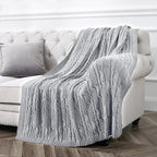 Aormenzy Cable Knit Throw Blankets 50 x 60 Inches, Soft Cozy and Lightweight Knitted Blanket, Machine Washable Acrylic Blanket, Decorative Throw Blanket for Couch Sofa Bed, Silver Grey