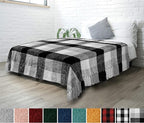 PAVILIA Plaid Blanket, Soft Throw Blanket for Couch Sofa, Knit Chenille Throw Blanket for Twin Size Bed, Living Room Decor Woven Knitted Decorative Blanket, White Black Gray Buffalo Check 60x80in