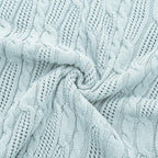 Aormenzy Cable Knit Throw Blankets 50 x 60 Inches, Soft Cozy and Lightweight Knitted Blanket, Machine Washable Acrylic Blanket, Decorative Throw Blanket for Couch Sofa Bed, Aqua Blue