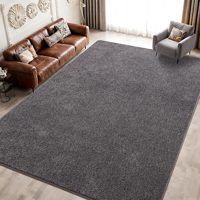 Keeko 7x10 Area Rugs for Living Room, Soft Modern Memory Foam Bedroom Rug Washable Indoor Rug Low Pile Minimalist Non Slip Carpet for Kids Nursery Dorm Room Home Decor Dark Grey