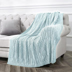 Aormenzy Cable Knit Throw Blankets 50 x 60 Inches, Soft Cozy and Lightweight Knitted Blanket, Machine Washable Acrylic Blanket, Decorative Throw Blanket for Couch Sofa Bed, Aqua Blue