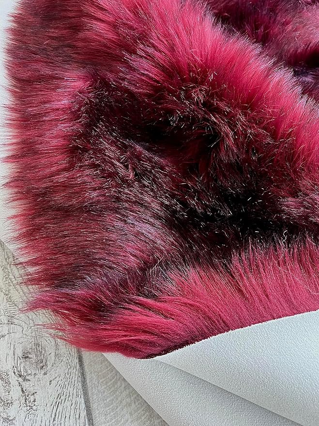 LAMBZY Bear Skin Rug Super Soft Fluffy Faux Fur for Bedroom Floor Sofa Living Room High-Density Plush Shaggy Carpet Sofa Cover Bedside Sheepskin Rug (2'x3', Burgundy)