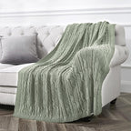 Aormenzy Cable Knit Throw Blankets 60 x 80 Inches, Soft Cozy and Lightweight Knitted Blanket, Machine Washable Acrylic Blanket, Decorative Throw Blanket for Couch Sofa Bed, Sage Green