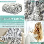 Elegant Comfort Throw Blanket, Reversible Sherpa Flannel, Ultra-Soft, Fuzzy, Cozy and Plush- All Season Lightweight Decorative Throw, 50 x 60 inches, Alaska Sherpa Throw, Gray