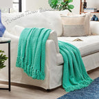 Chanasya Premium Textured Knit Throw Blanket with Tassels - Soft, Cozy Blanket for Couch, Bed, Living Room - 50" x 65” - Holiday