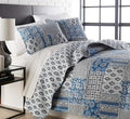 Southshore Fine Living, Inc. Global Patchwork California King Quilt Sets Oversized, 3-Piece African Inspired Print Quilt with Shams, Quilted Coverlet, Soft Microfiber, California King Bed Spread, Blue