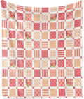 Lunarable Dusty Rose Throw Blanket, Patchwork Inspired with Different Patterned Squares Shabby Form Style, Flannel Fleece Accent Piece Soft Couch Cover for Adults, 60" x 80", Salmon Dark Coral