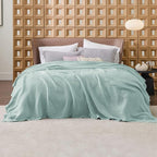 Bedsure Gentlesoft 100% Cotton Blanket Queen Size for Bed - Cooling Breathable and Soft for Spring Summer, Thick Cozy Waffle Weave Blanket Gifts for Women, Mint, 90x90 Inches