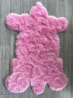 LAMBZY Bear Skin Rug Super Soft Fluffy Faux Fur for Bedroom Floor Sofa Living Room High-Density Plush Shaggy Carpet Sofa Cover Bedside Sheepskin Rug (4'x6', Pink)