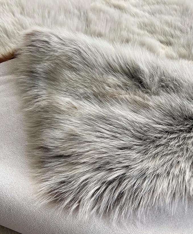 LAMBZY Bear Skin Rug Super Soft Fluffy Faux Fur for Bedroom Floor Sofa Living Room High-Density Plush Shaggy Carpet Sofa Cover Bedside Sheepskin Rug (2'x3', Brown/Beige)