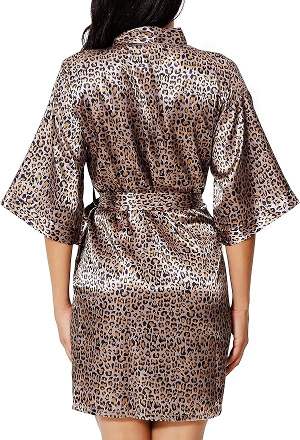 Giova Women's Satin Robe Bride & Bridesmaid Wedding Party Bathrobe Short Kimono Gown