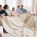 Bedsure Gentlesoft 100% Cotton Big Blanket Oversized King for Bed - Large Breathable Thick Waffle Weave Blanket for Summer, Couch Cover, Light Beige, 120x94 inches