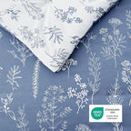 Bedsure Twin/Twin XL Comforter Set - Infinity Blue Comforter, Cute Floral Bedding Comforter Sets, Gifts for Woman, 2 Pieces, 1 Soft Reversible Botanical Flowers Comforter and 1 Pillow Sham