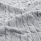 Aormenzy Cable Knit Throw Blankets 60 x 80 Inches, Soft Cozy and Lightweight Knitted Blanket, Machine Washable Acrylic Blanket, Decorative Throw Blanket for Couch Sofa Bed, Silver Grey