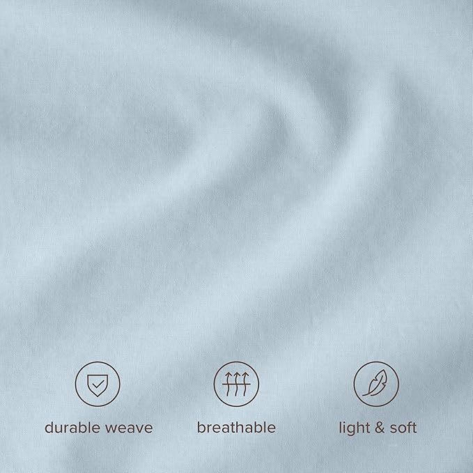 Bare Home 100% Organic Cotton California King Duvet Cover Set - Crisp Percale Weave - Lightweight & Breathable - Cooling Duvet Cover Set (Cal King, Winter Blue)