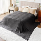 Bedsure Gentlesoft 100% Cotton Big Blanket Oversized King for Bed - Large Breathable Thick Cooling Waffle Weave Blanket for Summer, Couch Cover, Dark Grey, 120x94 inches