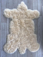 LAMBZY Bear Skin Rug Super Soft Fluffy Faux Fur for Bedroom Floor Sofa Living Room High-Density Plush Shaggy Carpet Sofa Cover Bedside Sheepskin Rug (5'x7', Cream)