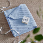 Bedsure Gentlesoft 100% Cotton Blue Blanket Queen Size for Bed - Cooling Breathable and Soft for Spring Summer, Thick Cozy Waffle Weave Blanket Gifts for Women, Sky Blue, 90x90 Inches