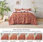 Bedsure California King Comforter Set - Terracotta Bed Set, 3 Pieces Cute Floral Bedding, 1 Soft Reversible Botanical Flowers Comforter and 2 Pillow Shams