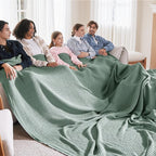 Bedsure Gentlesoft 100% Cotton Big Blanket Oversized King for Bed - Large Breathable Thick Cooling Waffle Weave Blanket for Summer, Couch Cover, Sage Green, 120x94 inches