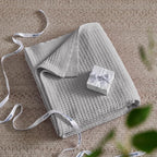 Bedsure Gentlesoft 100% Cotton Blanket Queen Size for Bed - Cooling Breathable and Soft for Spring Summer, Thick Cozy Waffle Weave Blanket Gifts for Women, Grey, 90x90 Inches