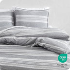 Bare Home Bedding Duvet Cover King Size - Premium 1800 Super Soft Collection - Lightweight, Cooling - Soft Breathable Bedding Duvet Cover (King, Stripe - Heathered Charcoal)