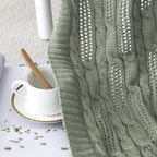 Aormenzy Cable Knit Throw Blankets 60 x 80 Inches, Soft Cozy and Lightweight Knitted Blanket, Machine Washable Acrylic Blanket, Decorative Throw Blanket for Couch Sofa Bed, Sage Green