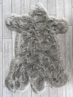 LAMBZY Bear Skin Rug Super Soft Fluffy Faux Fur for Bedroom Floor Sofa Living Room High-Density Plush Shaggy Carpet Sofa Cover Bedside Sheepskin Rug (3'x5', Grey)