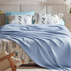 Bedsure Gentlesoft 100% Cotton Blanket King Size for Bed - Cooling Breathable and Soft for Spring Summer, Thick Cozy Waffle Weave Blanket Gifts for Women, Sky Blue, 104x90 inches