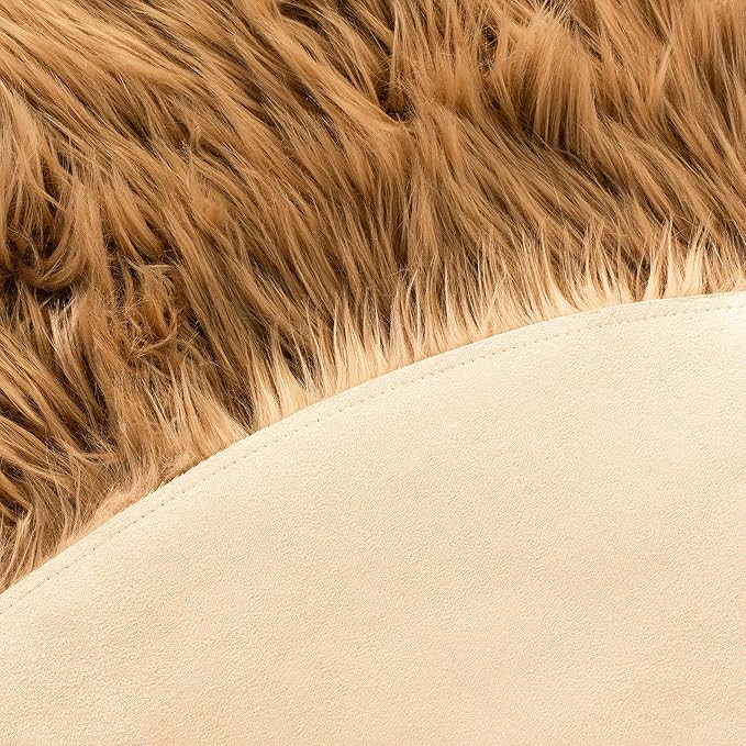 SAFAVIEH Faux Sheep Skin Collection 5' x 8' Camel FSS115E Silken Glam 2.35-inch Thick Area Rug