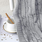 Aormenzy Cable Knit Throw Blankets 30 x 40 Inches, Soft Cozy and Lightweight Knitted Blanket, Machine Washable 100 Percent Acrylic Blanket, Decorative Throw Blanket for Couch Sofa Bed, Silver Grey