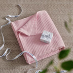Bedsure Gentlesoft 100% Cotton Blanket Queen Size for Bed - Breathable and Soft for Spring Summer, Thick Cozy Waffle Weave Blanket Gifts for Women, Pink, 90x90 Inches