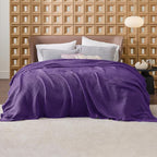 Bedsure Gentlesoft 100% Cotton Blanket King Size for Bed - Breathable and Soft for Spring Summer, Thick Cozy Waffle Weave Blanket Gifts for Women, Purple, 104x90 inches