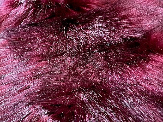 LAMBZY Bear Skin Rug Super Soft Fluffy Faux Fur for Bedroom Floor Sofa Living Room High-Density Plush Shaggy Carpet Sofa Cover Bedside Sheepskin Rug (5'x7', Burgundy)