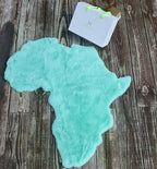 Africa Map Faux Fur Area Rug &Throw- Client Call it Impactful Gift -Teal -3x3 ft